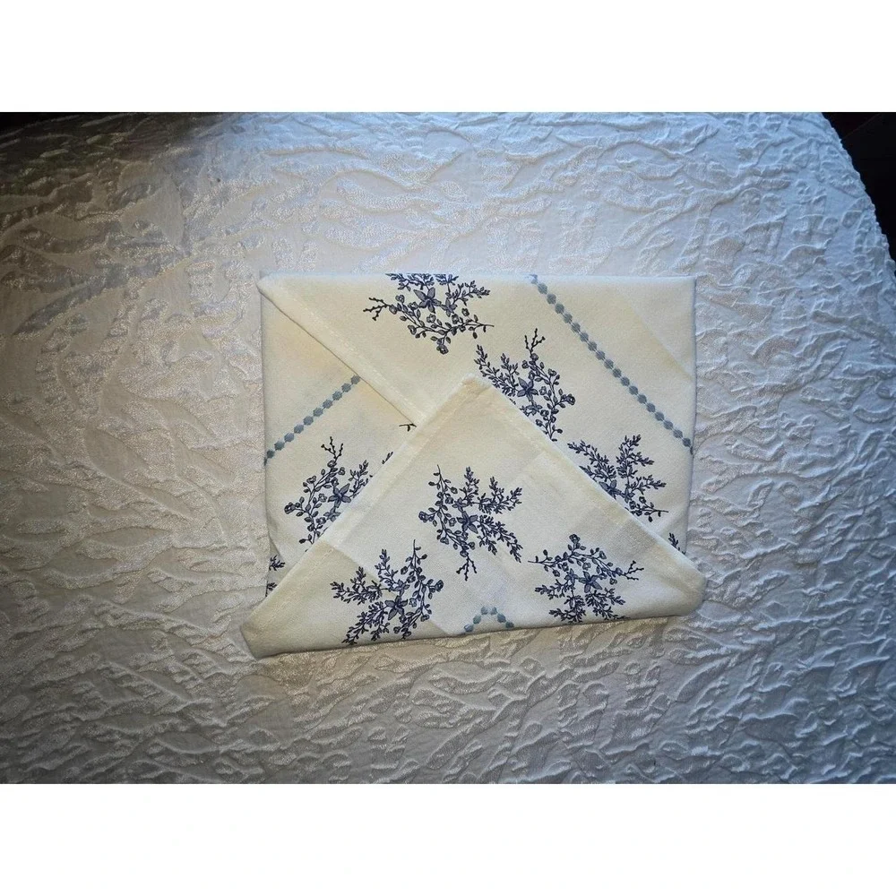 New My Texas‎ House Blue and White Floral Cotton Cloth Napkin Set of 4